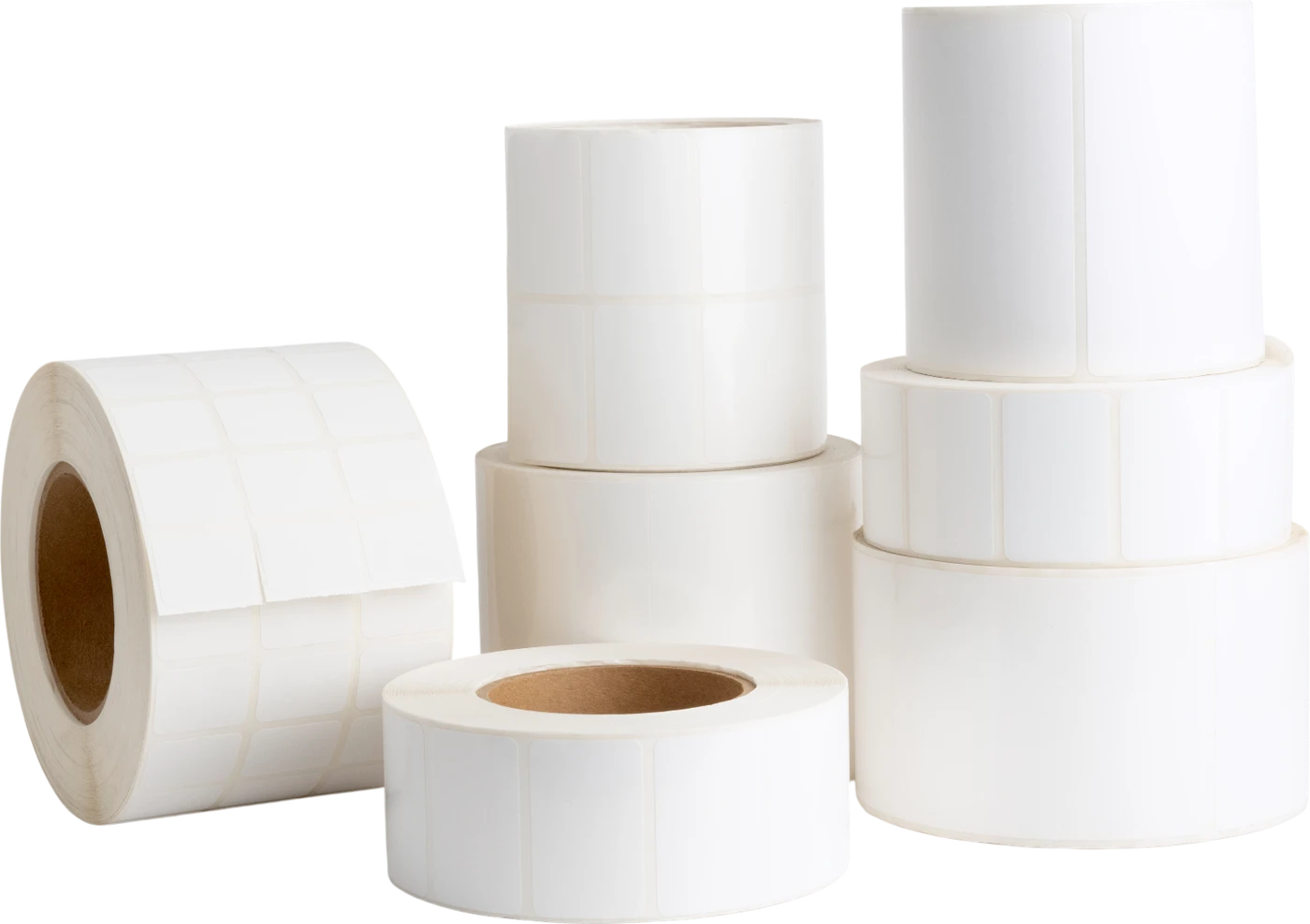 Rollos de etiquetas blancas sin impresión